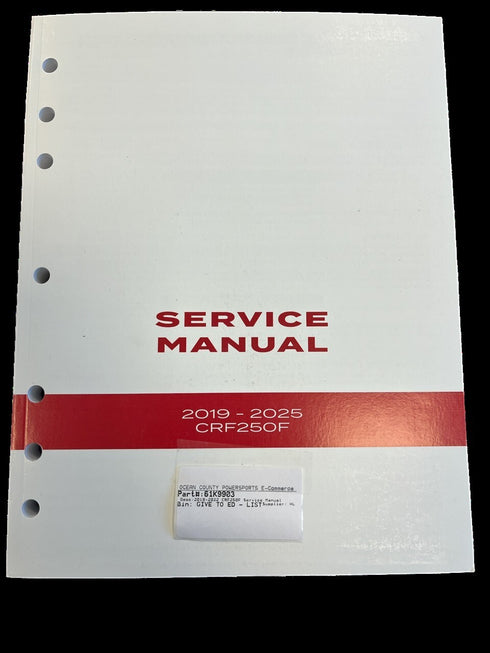 HONDA SERVICE MANUAL BOOK 2019-2025 CRF250F OEM NEW GENUINE 61K9903